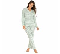 JADEA Pigiama donna cotone aperto avanti con bottoni 3228 (Verdino, S)