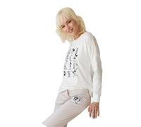 JADEA Pigiama Donna Cotone Pantalone Lungo Maglia Manica Lunga 3299 (IT, Testo, M, Regular, Regular, Standard, Panna)