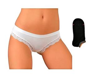 JADEA Slip Donna Vita Bassa 6-12 Pezzi + Calza Omaggio Slip Donna in Cotone Elasticizzato 518 B (6 Pezzi Nero + 1 Calza, 3)