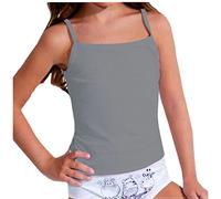 JADEA Top Canotta Bimba in Cotone Elasticizzato - Modello 282 con Bretelle Sottili e Design Traspirante, Canottiera Morbida e Comoda per Bambina, Perfetta per Le Giornate Estive(Grigio, 11/12 Anni)