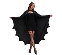 JadeLink Costume Halloween Pipistrello con Faccia da Pipistrello e Fascia alla Moda per Donna Ali Pipistrello Donna Vestito Pipistrello per Feste di Halloween e Costumi di Carnevale