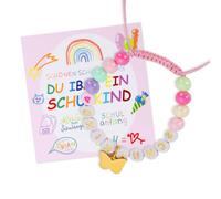 JadeLink Schulkind Bracciale 2025, regalo per l'inizio della scuola, per la scuola, regalo con ciondolo a farfalla, biglietto di auguri e confezione regalo