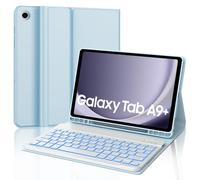 JADEMALL Custodia con Tastiera per Samsung Galaxy Tab A9 Plus 11" 2023, Italiana QWERTY Tastiera Retroilluminata Bluetooth con Portapenne per Tablet Samsung A9+, Cielo blu