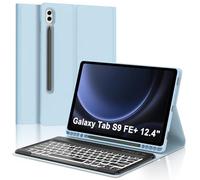 JADEMALL Custodia con Tastiera per Samsung Tab S9 FE Plus 12.4"/ Tab S9 FE+ 12.4" 2023, Italiano QWERTY Tastiera Retroilluminata Bluetooth Magnetica Staccabile, Cielo blu