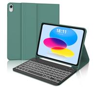 JADEMALL Tastiera per iPad 10 Generazione 2022/A16 11 Generazione 2025, Italiana QWERTY Tastiera Retroilluminata Magnetica Staccabile per iPad A16 11/10 Generazione, Verde scuro