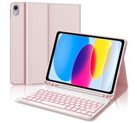 JADEMALL Tastiera per iPad A16 11 Generation 2025/10 Generation 10.9" 2022, Italiana QWERTY Tastiera Retroilluminata Magnetica Staccabile Bluetooth con Portapenne per iPad 10/11 Generazione, Rosa