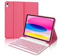 JADEMALL Tastiera per iPad A16 11 Generazione/10 Generazione 10,9", Custodia iPad 10/11 Generazione Tastiera, Italiana QWERTY Tastiera Retroilluminata Magnetica Staccabile, Rosso