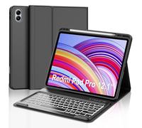 JADEMALL Tastiera Redmi Pad Pro 12.1" 2024, Custodia Tastiera per Xiaomi Redmi Pad Pro 12.1", Italiana QWERTY Tastiera Retroilluminata Bluetooth per Redmi Pad Pro 12.1", Nero