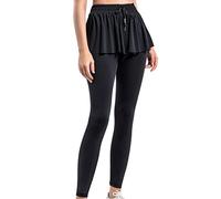 JadeRich Leggings da donna con gonna elastica in vita con volant gonna leggings yoga tennis allenamento, Nero , M