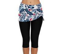 JadeRich Leggings da nuoto da donna, tinta unita, con laccetti laterali, per spiaggia, nuoto, surf, Gonna Foglie, M