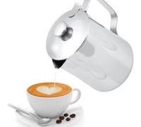 Jadeshay Bricco Latte,600ml Tazza Caffè Montalatte Acciaio Inossidabile con Manico e coperchio,Brocca per Latte Art per Versare Caffè e Preparare Cappuccino e Latte per Cucina e Ufficio