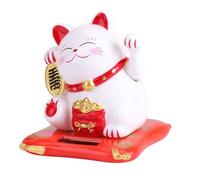Jadeshay Gatto Cinese Portafortuna Maneki Neko Lucky Cat Gatto di Benvenuto ad Energia Solare Oggetti per la Casa Home Display Car Decor, Bianco