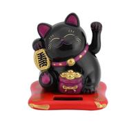 Jadeshay Gatto Fortunato,Alimentazione Solare Gatto Fortunato che Simboleggia la Ricchezza Simpatico Gatto con Braccia Ondeggianti Usato per Macchina, Casa, Ufficio Decorazione(Nero)