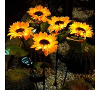 Jadeshay Luci Solari, 4 Pezzi Luci Solari a Girasole Esterno Luce Solare da Giardino IP65 Impermeabile Decorative da Giardino con 5,5 W Pannello Solare per Veranda Cortile Prato e Sentieri