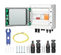 Jadeshay Scatola Combinata Fotovoltaica,2 Stringhe Solar PV Combiner Box Scatola Collegamento Solare con 32A Interruttore,15A Fusibili,40KA Scaricatore di Sovratensione per Pannelli Solari Sistemi