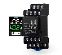 Jadeshay Temporizzatore 220V,Relè Temporizzato Ciclo 0.1secondi a 99ore 4NO 4NC Modulo Interruttore Timer con Base per Controlle Accensione e Spegnimento Ritardati dei Circuiti,Doppia Display Digitale