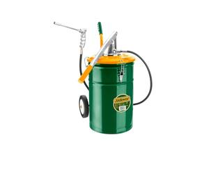 Jadever Ingrassatore Manuale Pneumatico con Fusto da 25kg in Acciaio e Ruote, Compressore a Leva per Grasso, Pistola Ingrassatrice Professionale, Pompa per Grasso ad Alta Pressione