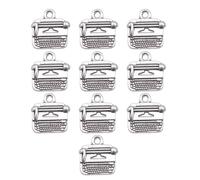 JADEWaa Confezione da 10 ciondoli vintage a forma di macchina da scrivere in stile retrò, gioielli in lega con texture adatta per gli appassionati di moda