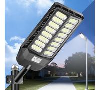 JADIDIS 3500W Lampione Solare LED Esterno Lampioni Solari a LED da Esterno, 480 LED Luminosi, 6500K, 4 Modalità con Telecomando, IP67 Impermeabile, Grandangolo 240°, Alta Efficienza 30% per Strada