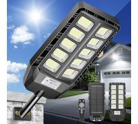 JADIDIS 600W Lampione Solare LED Esterno Lampioni Solari a LED da Esterno, 330 LED Luminosi, 6500K, 4 Modalità con Telecomando, IP67 Impermeabile, Grandangolo 240°, Alta Efficienza 30% per Strada