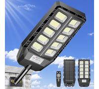 JADIDIS Lampione solare per uso esterno con telecomando, faretto solare con sensore di movimento e impermeabile IP66, lampione dal tramonto all'alba per cortile, patio, giardino