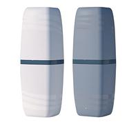 Jadin porta spazzolino da viaggio, 2 pezzi porta spazzolino portatile, portaspazzolini portatile per viaggi in campeggio, viaggi di lavoro, a casa, a scuola, plastica (bianco, grigio)