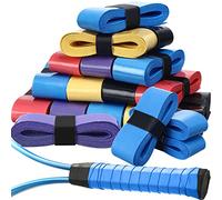 Jadive 100 pezzi di nastro antiscivolo per racchette da tennis antiscivolo per badminton e racchette da tennis, nastro assorbente in poliuretano, per racchette da pesca, rosso, giallo, blu, nero, viola, 100 pezzi