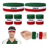 Jadive 2 Set di Fasce Antisudore Italia Fascia per Capelli e Polso Italia Include 2 Fasce Antisudore per Testa e 2 Paia di Fasce da Polso Sportive Fascia Assorbente per Costumi per Uomini e Donne