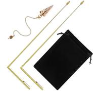 Jadive 3 Bacchette da Rabdomante in Rame 2 Aste Retrattili 1 Pendolo, Oro | Pendolo da Rabdomanzia, Per Caccia, Guarigione Energetica, Acqua Divinatoria, Aste Retrattili, Con Manico in Rame
