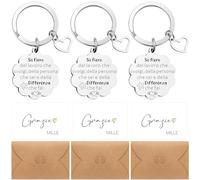Jadive 3 Set Portachiavi Motivazionali Regalo Grazie per Collega Donna Maestra Portachiavi Ispiratore con Biglietti di Ringraziamento e Buste per Amica Maestre Colleghe