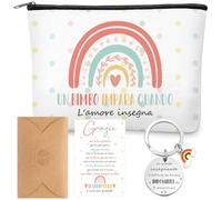 Jadive 4 Regali di Apprezzamento Addio Insegnanti Pochette Maestra Borsa Cosmetici Portachiavi Biglietto di Auguri per la Festa degli Insegnanti con Busta Regalo Elementare Asilo Nido Educatrice