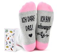 Jadive Calzini Regalo per Gravidanza ICH BIN SCHWANGER Regalo per Mamma in Attesa Regali Divertenti per Future Mamme Donne Incinte Annunciare Gravidanza Regali di Natale(Cotone)