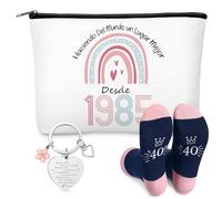 Jadive Regali di Compleanno per Donna Beauty Case Portachiavi e Calzini Beauty Case Arcobaleno 1985 Cosmetico per Mamma AmicaViaggio Nonna Collega Infermiera