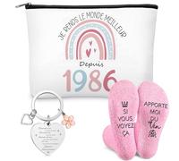 Jadive Regali di Compleanno per Donne Che Compiono 40 Anni Borsa per Trucco Arcobaleno Portachiavi Calzino Divertente Borsa da Toilette da Viaggio Regali per Mamma Amico Collega Pensionamento