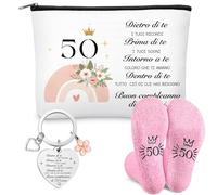 Jadive Regalo 50 Anni Donna compreso borsa Cosmetica per Donna Calzini e Portachiavi Ideale Come Regalo Di Compleanno Per Moglie, Sorella, Amica O Madre, Celebrare 50 Anni Di Compleanno Donna(1976)