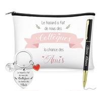 Jadive Regalo de Collega Portachiavi Borsa per Trucco con la Penna Regalo d'Addio al Collega di Lavoro Regalo di Pensionamento Regalo di Ringraziamento Regalo di Natale per Collega Amico Donna Uomo