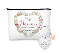 Jadive Set Regalo per Nonna di cui 1 Borsa per Cosmetici e 1 Portachiavi con Ciondolo a Forma di Fiore Pochette per Trucchi Trousse per Nonna Ideale per Natale Compleanno o la Festa della Nonna