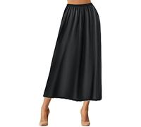 Jadive Sottogonna Lunga da Donna in Raso, Mezza Sottoveste, in Pizzo, per Abiti, Lingerie, gonne, Nero, Medium