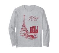 J'Adore Paris I Love Parigi Francia Europa Vacanze Donne Ragazza Maglia a Manica