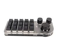 Jadpes Mini Tastiera Macro USB a 15 Tasti per Ufficio Gaming, 3 Manopole | Modalità cablata, Bluetooth e wireless 2.4G, tastiera meccanica programmabile, acrilico bianco, batteria da 400 mAh