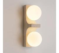 Jadssox Applique da parete a globo in pietra naturale con paralume a sfera in vetro bianco, applique in travertino in stile Wabi Sabi, illuminazione da parete per interni, decorazioni per camera da le