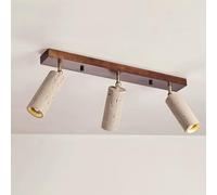 Jadssox Faretto da soffitto in Pietra nordica, Kit di Illuminazione a Binario Fisso in Legno a 3 luci, faretti direzionali in travertino Giallo, Lampada d'accento per Isola Cucina, Sala da Pranzo