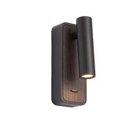 Jadssox Lampada Da Lettura A LED Con Montaggio A Parete, Applique Da Parete Regolabile Con Interruttore, Lampada Da Testiera For Camera Da Letto Da 3W, Finitura Effetto Legno, Applique Cablate(Black)