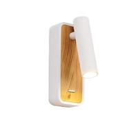 Jadssox Lampada Da Lettura A LED Con Montaggio A Parete, Applique Da Parete Regolabile Con Interruttore, Lampada Da Testiera For Camera Da Letto Da 3W, Finitura Effetto Legno, Applique Cablate(White)