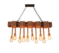 Jadssox lampadario rustico della fattoria apparecchio di illuminazione a sospensione a grappolo a 10 luci, lampada a sospensione in legno antico plafoniere a goccia in corda di canapa, lampadari per s