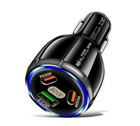 JADUFHU 90W Caricabatterie Auto USB C, Accendisigari Auto QC3.0/PD30W, Adatto Presa Auto USB C per IPhone, Tablet, Samsung, Huawei, Xiaomi - Nero