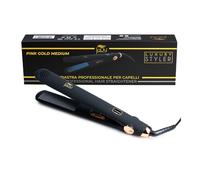 JaDy - Piastra per Capelli Pink Gold Medium | Riscaldamento Rapido 10s | Ceramica Tourmalina | Temperatura Regolabile 120-230°C | Autospegnimento 60min, Nero
