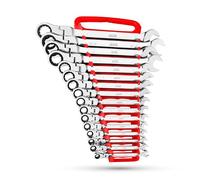 Jaeger Set di 16 chiavi combinate a cricchetto con testa flessibile IN/SAE con rack di bloccaggio, set master Flexhead da pollici con chiavi a cricchetto flessibili e una custodia per rack