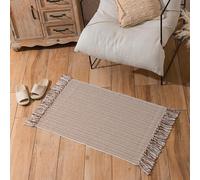 JaeMoose Tappeto boho da cucina, tappeto boho lavabile, tappeto in cotone, tessuto geometrico (colore caffè, 60 x 90 cm)