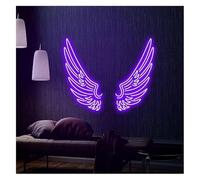 Jaeooai Insegna al neon Lampada al neon con ali d'angelo e atmosfera rilassante, ideale per decorare le pareti della camera da letto(A,30cmx60cm)